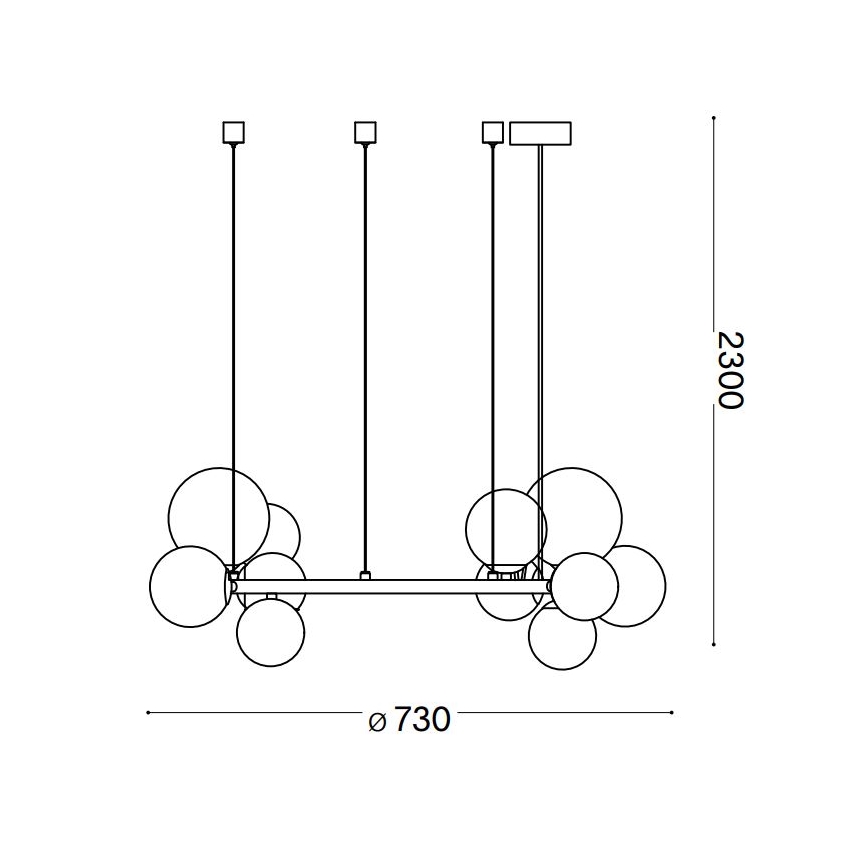 Ideal Lux - Світлодіодна підвісна люстра PERLAGE 11xG9/3W/230V діаметр 73 см золотий/димчастий