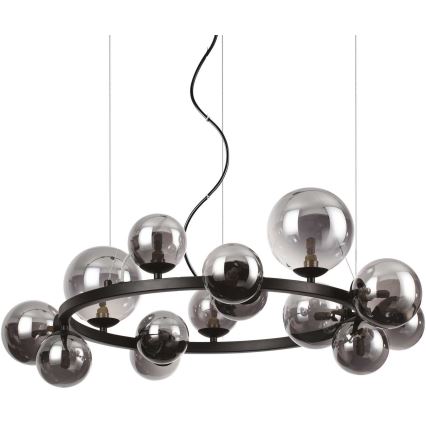 Ideal Lux - Світлодіодна підвісна люстра PERLAGE 14xG9/3W/230V діаметр 85 см чорний/димчастий