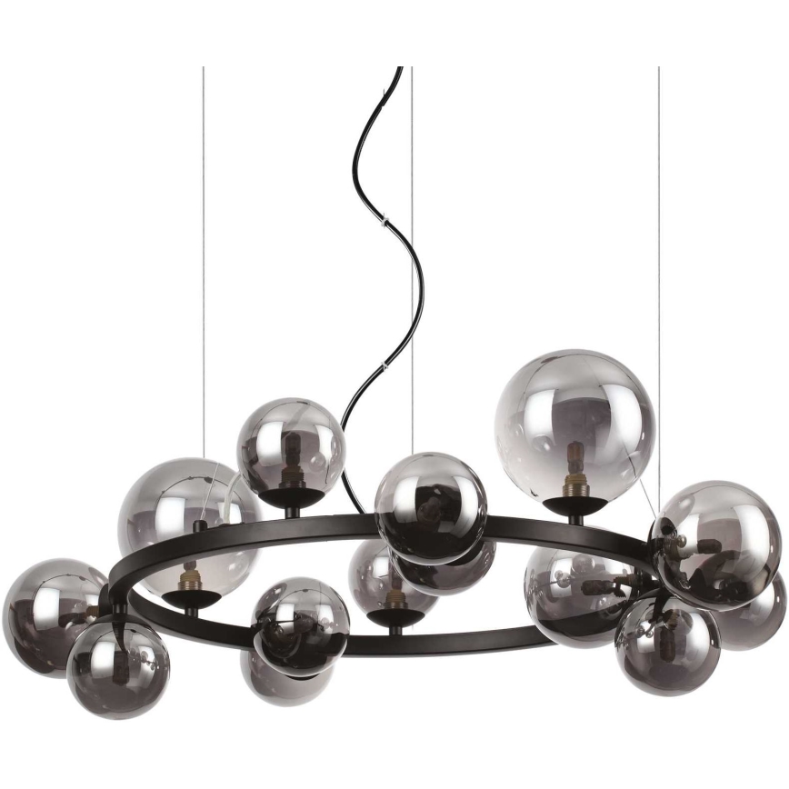 Ideal Lux - Світлодіодна підвісна люстра PERLAGE 14xG9/3W/230V діаметр 85 см чорний/димчастий