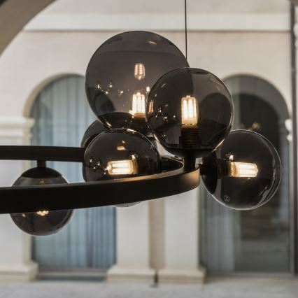 Ideal Lux - Світлодіодна підвісна люстра PERLAGE 14xG9/3W/230V діаметр 85 см чорний/димчастий