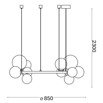 Ideal Lux - Світлодіодна підвісна люстра PERLAGE 14xG9/3W/230V діаметр 85 см чорний/димчастий