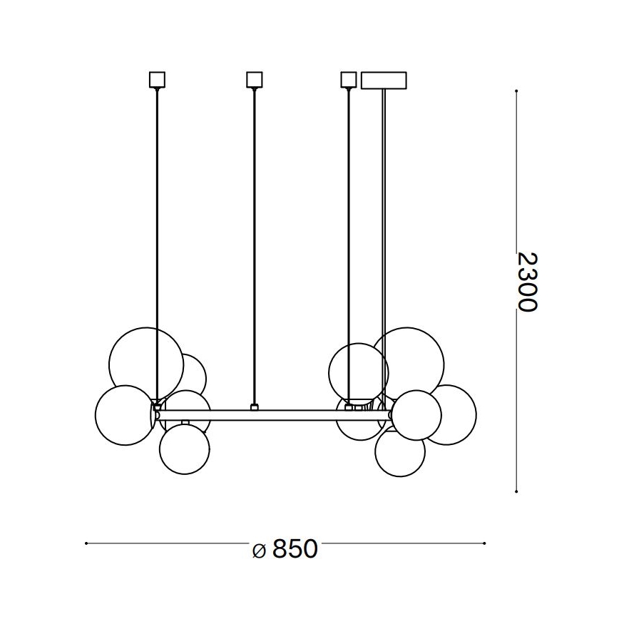 Ideal Lux - Світлодіодна підвісна люстра PERLAGE 14xG9/3W/230V діаметр 85 см чорний/димчастий