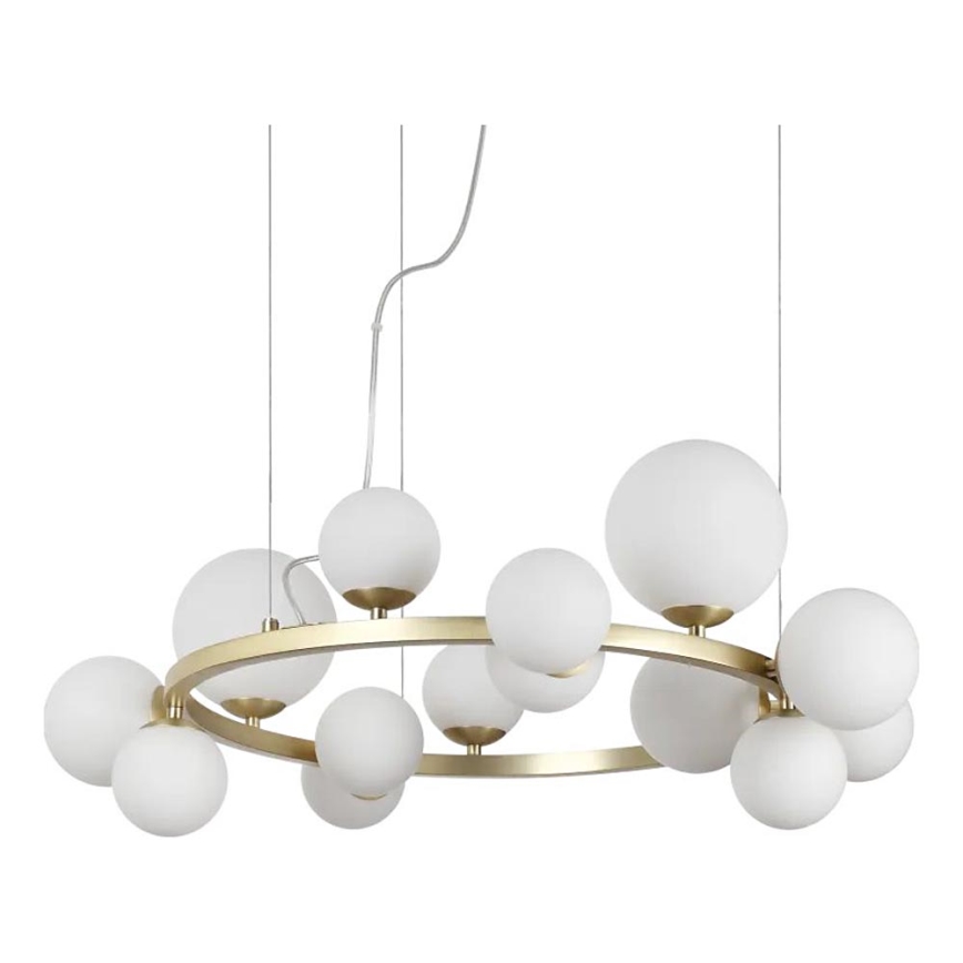 Ideal Lux - Світлодіодна підвісна люстра PERLAGE 14xG9/3W/230V діаметр 85 см золотий/білий