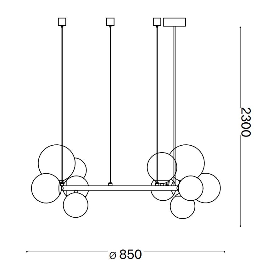 Ideal Lux - Світлодіодна підвісна люстра PERLAGE 14xG9/3W/230V діаметр 85 см золотий/димчастий