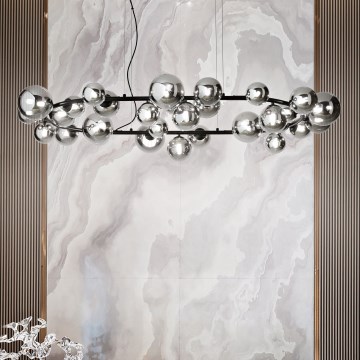 Ideal Lux - Світлодіодна підвісна люстра PERLAGE 30xG9/3W/230V 143 см чорний/димчастий