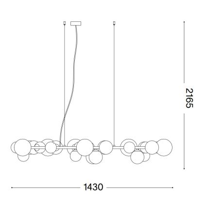 Ideal Lux - Світлодіодна підвісна люстра PERLAGE 30xG9/3W/230V 143 см чорний/димчастий