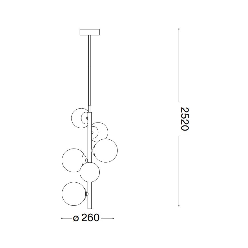 Ideal Lux - Світлодіодна підвісна люстра PERLAGE 6xG9/3W/230V діаметр 26 см чорний/димчастий