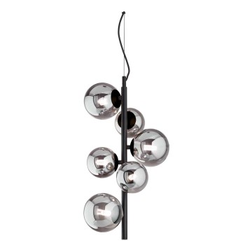 Ideal Lux - Світлодіодна підвісна люстра PERLAGE 6xG9/3W/230V діаметр 26 см чорний/димчастий