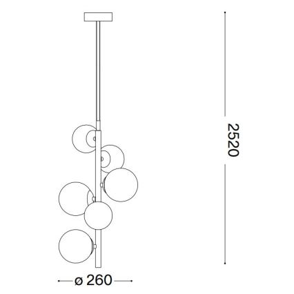 Ideal Lux - Світлодіодна підвісна люстра PERLAGE 6xG9/3W/230V діаметр 26 см чорний/димчастий