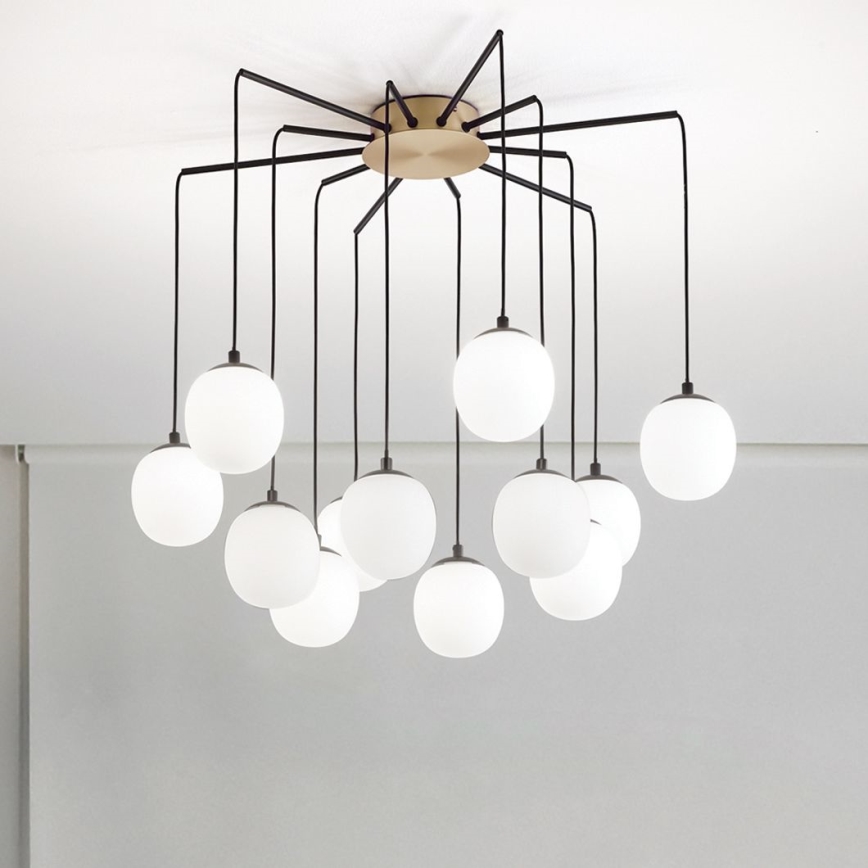 Ideal Lux - Світлодіодна підвісна люстра RHAPSODY 12xG9/3W/230V латунь