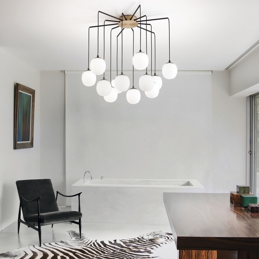 Ideal Lux - Світлодіодна підвісна люстра RHAPSODY 12xG9/3W/230V латунь