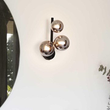 Ideal Lux - Світлодіодний настінний світильник PERLAGE 3xG9/3W/230V чорний/димчастий