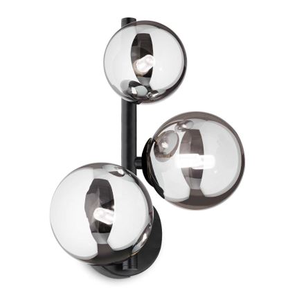 Ideal Lux - Світлодіодний настінний світильник PERLAGE 3xG9/3W/230V чорний/димчастий