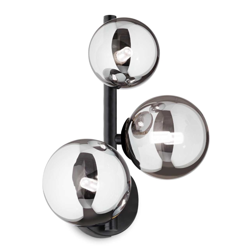 Ideal Lux - Світлодіодний настінний світильник PERLAGE 3xG9/3W/230V чорний/димчастий