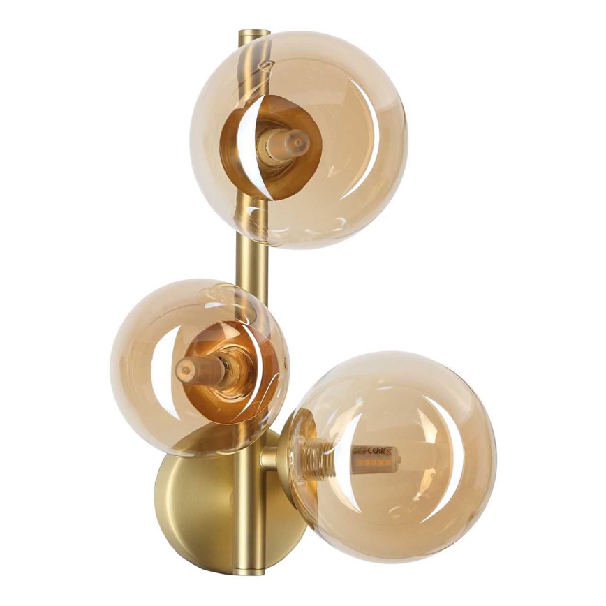 Ideal Lux - Світлодіодний настінний світильник PERLAGE 3xG9/3W/230V золотий/димчастий