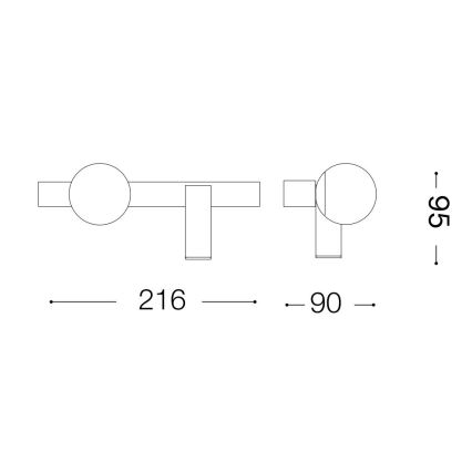 Ideal Lux - Світлодіодний настінний світильник PING PONG 2xLED/3W/230V CRI 90 чорний