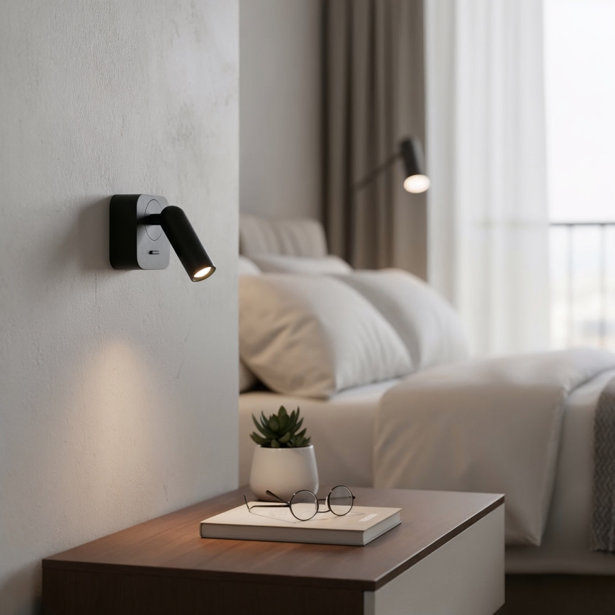 Ideal Lux - Світлодіодний настінний точковий світильник BEAN LED/3W/230V CRI 90 чорний
