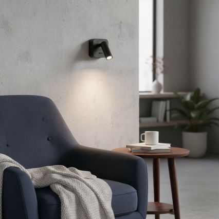 Ideal Lux - Світлодіодний настінний точковий світильник BEAN LED/3W/230V CRI 90 чорний