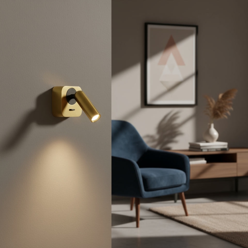Ideal Lux - Світлодіодний настінний точковий світильник BEAN LED/3W/230V CRI 90 золотий