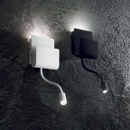 Ideal Lux - Світлодіодний настінний точковий світильник з гнучкою лампою PROBE LED/9,5W/230V USB CRI 90 білий