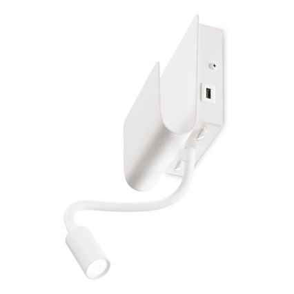 Ideal Lux - Світлодіодний настінний точковий світильник з гнучкою лампою PROBE LED/9,5W/230V USB CRI 90 білий