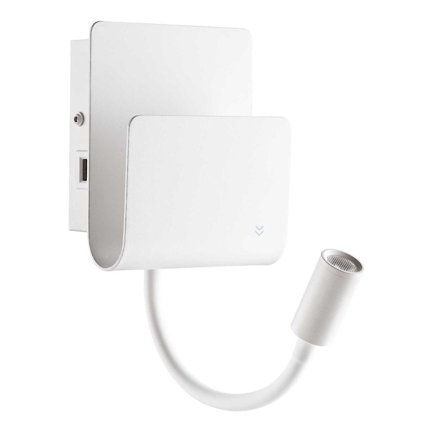 Ideal Lux - Світлодіодний настінний точковий світильник з гнучкою лампою PROBE LED/9,5W/230V USB CRI 90 білий
