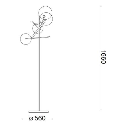 Ideal Lux - Світлодіодний торшер EQUINOXE 4xG4/2W/230V латунь/димчастий