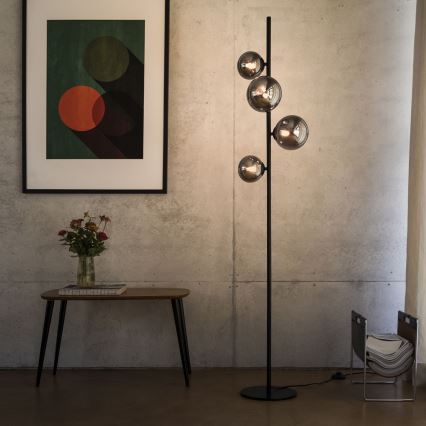 Ideal Lux - Світлодіодний торшер PERLAGE 4xG9/3W/230V чорний/димчастий