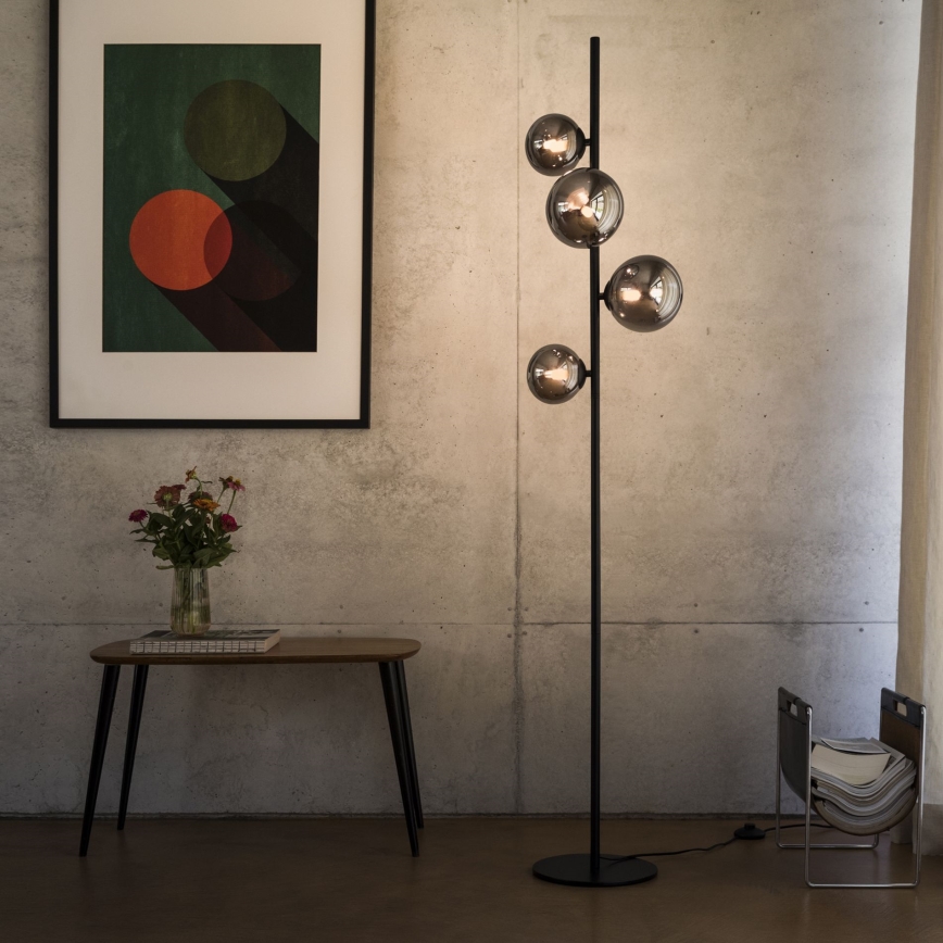 Ideal Lux - Світлодіодний торшер PERLAGE 4xG9/3W/230V чорний/димчастий