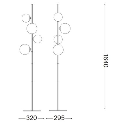 Ideal Lux - Світлодіодний торшер PERLAGE 4xG9/3W/230V золотий/димчастий