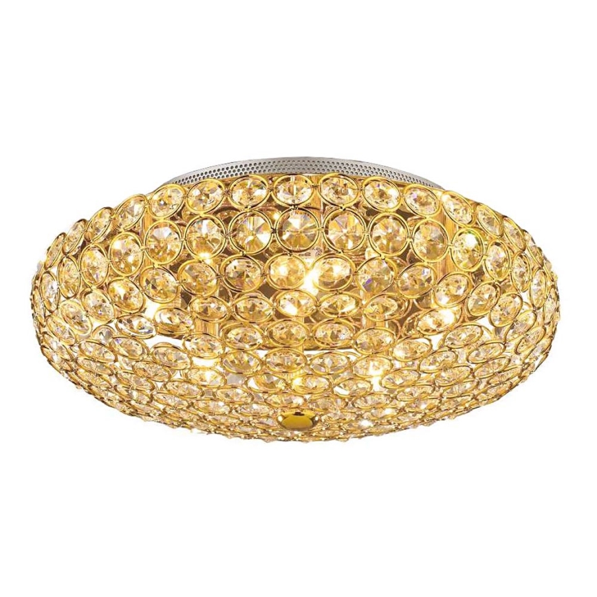 Ideal Lux - Світлодіодний кришталевий стельовий світильник KING 5xG9/3W/230V діаметр 38 см золотий