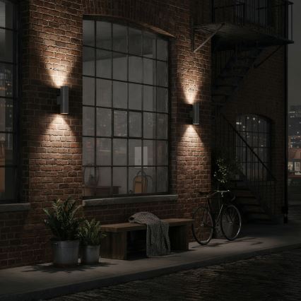Ideal Lux - Уличный настенный светильник GUN 2xGU10/35W/230V IP44 антрацит