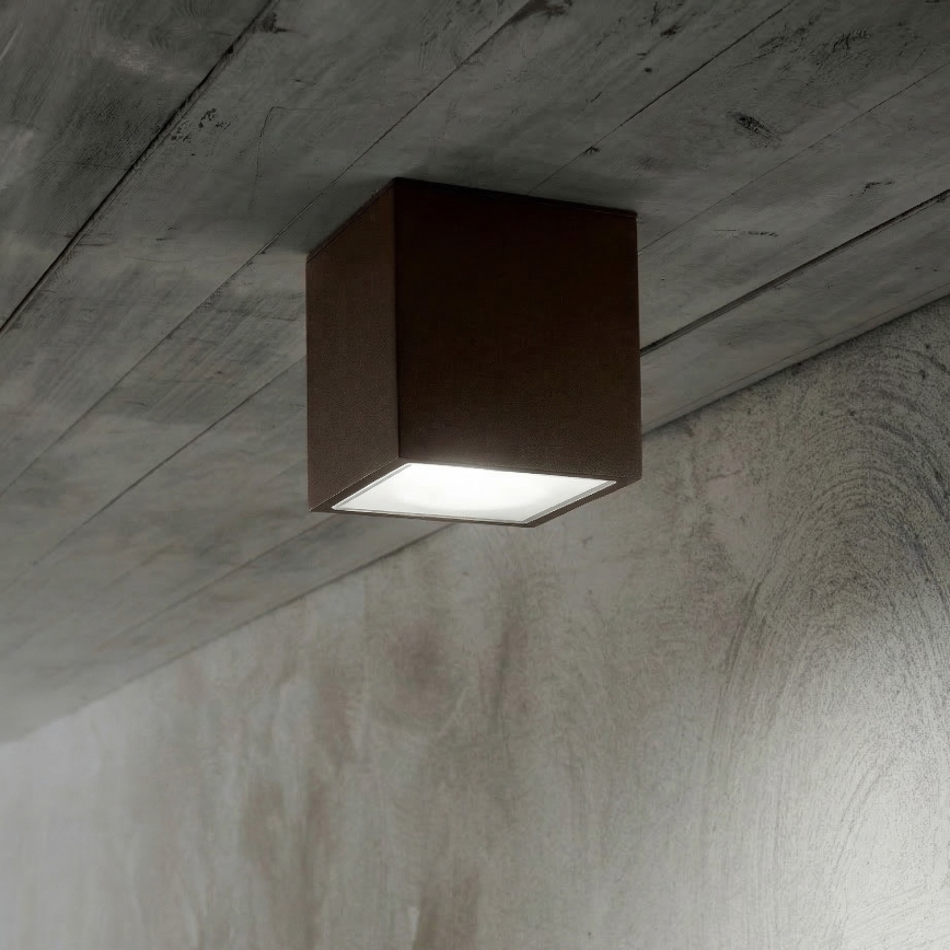 Ideal Lux - Уличный точечный светильник TECHO 1xGU10/20W/230V 15x15 см IP54 коричневый