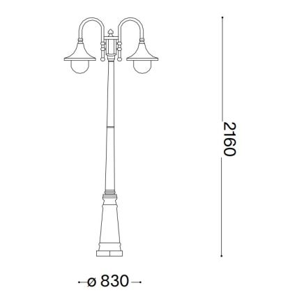 Ideal Lux - Уличная лампа CIMA 2xE27/52W/230V 216 см IP43 патина