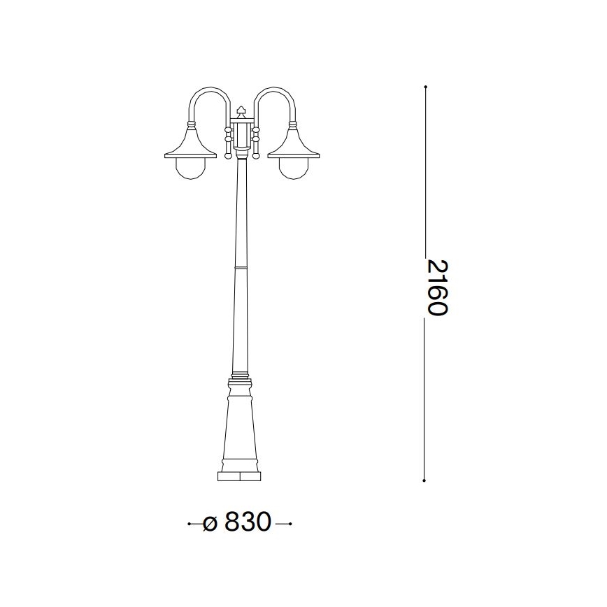 Ideal Lux - Уличная лампа CIMA 2xE27/52W/230V 216 см IP43 патина