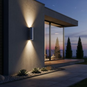 Ideal Lux - Вуличний настінний світильник GUN 2xGU10/35W/230V IP44 антрацит