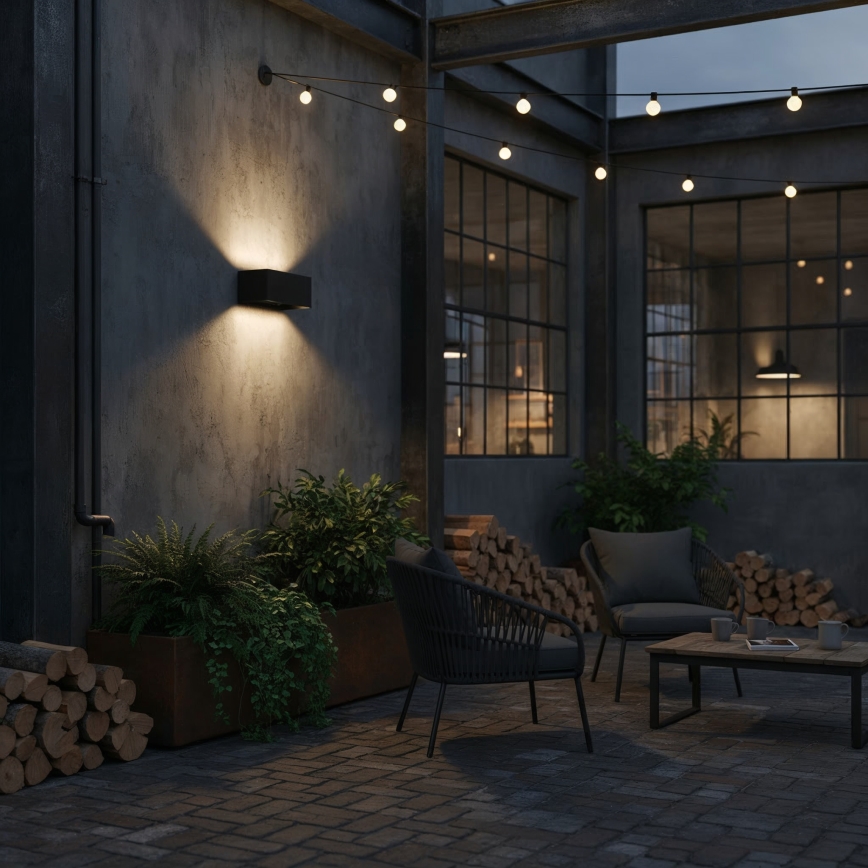 Ideal Lux - Вуличний світлодіодний настінний світильник ATOM LED/25W/230V CRI 90 IP54 чорний