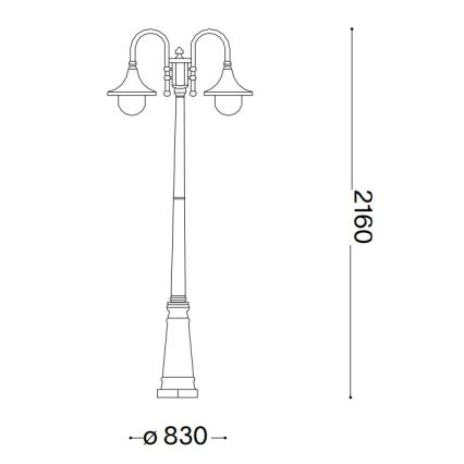Ideal Lux - Вулична лампа CIMA 2xE27/52W/230V 216 см IP43 коричневий