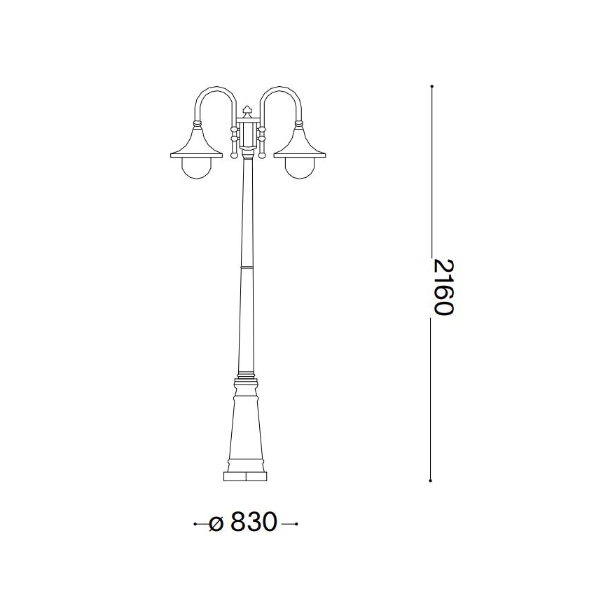 Ideal Lux - Вулична лампа CIMA 2xE27/52W/230V 216 см IP43 коричневий