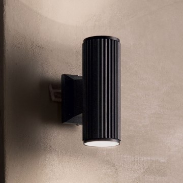 Ideal Lux - Вуличний настінний світильник BASE 2xGU10/28W/230V IP44 чорний