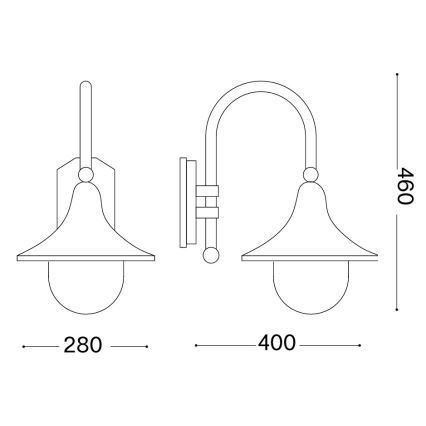 Ideal Lux - Зовнішній настінний світильник CIMA 1xE27/52W/230V IP43 антрацит