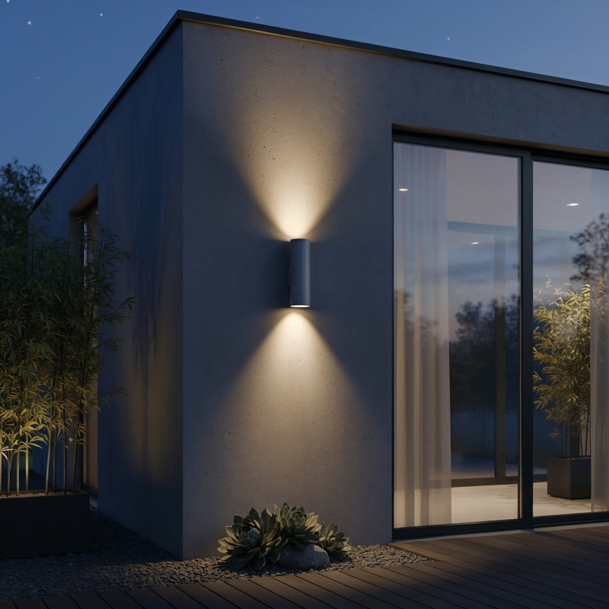 Ideal Lux - Зовнішній настінний світильник GUN 1xGU10/35W/230V 21 см IP44 сірий