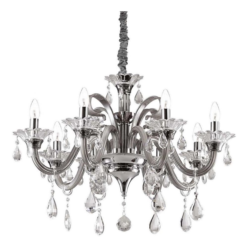 Ideal Lux - Кришталева люстра на ланцюгу COLOSSAL 8xE14/40W/230V діаметр 78 см сірий/глянцевий хром
