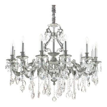 Ideal Lux - Кришталева люстра на ланцюгу GIOCONDA 12xE14/40W/230V діаметр 90 см срібний