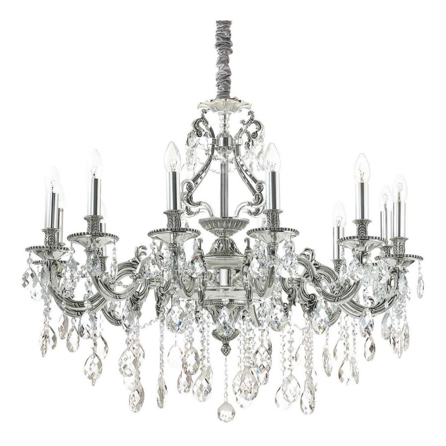 Ideal Lux - Кришталева люстра на ланцюгу GIOCONDA 12xE14/40W/230V діаметр 90 см срібний