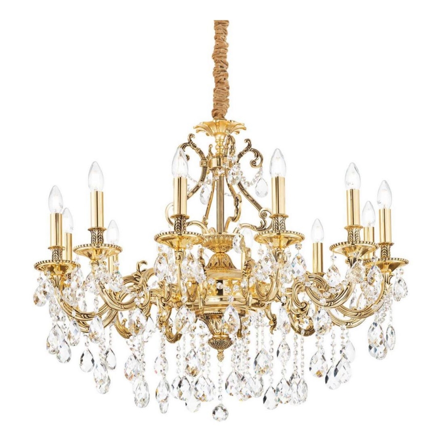 Ideal Lux - Кришталева люстра на ланцюгу GIOCONDA 12xE14/40W/230V діаметр 90 см золотий
