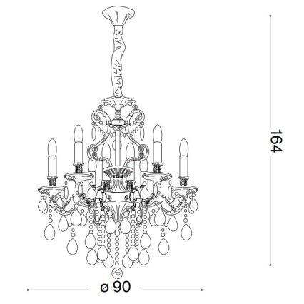 Ideal Lux - Кришталева люстра на ланцюгу GIOCONDA 12xE14/40W/230V діаметр 90 см золотий