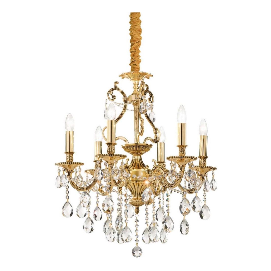 Ideal Lux - Кришталева люстра на ланцюгу GIOCONDA 6xE14/40W/230V діаметр 62 см золотий