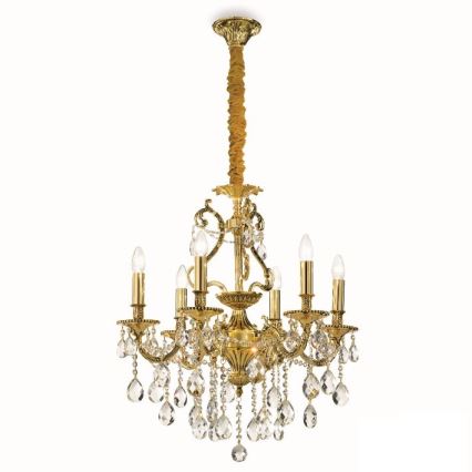 Ideal Lux - Кришталева люстра на ланцюгу GIOCONDA 6xE14/40W/230V діаметр 62 см золотий