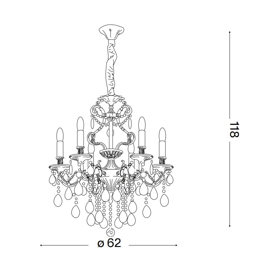 Ideal Lux - Кришталева люстра на ланцюгу GIOCONDA 6xE14/40W/230V діаметр 62 см золотий